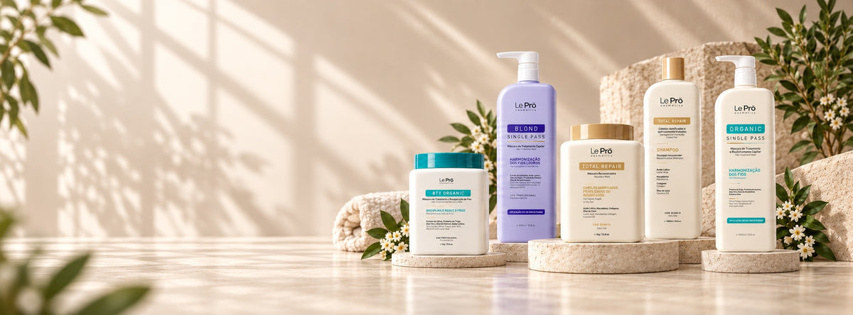La gamme Le Prö Cosmetics au complet : lissage Organic Single Pass, Blond, BTX Organic et Total Repair