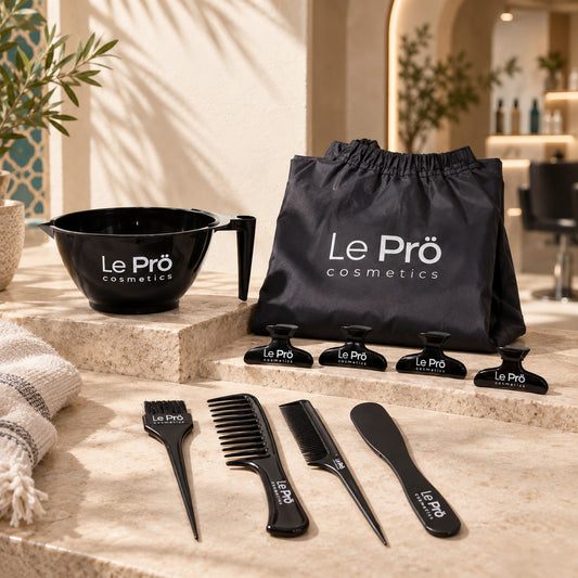 Kit de lissage professionnel Le Prö Maroc : bol, pinceau, spatule, peignes, pinces et pochette
